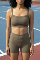Stone Taupe Ribbed Active Shorts image 2