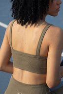 Ribbed Stone Taupe Active Bra