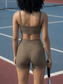 Ribbed Stone Taupe Active Bra